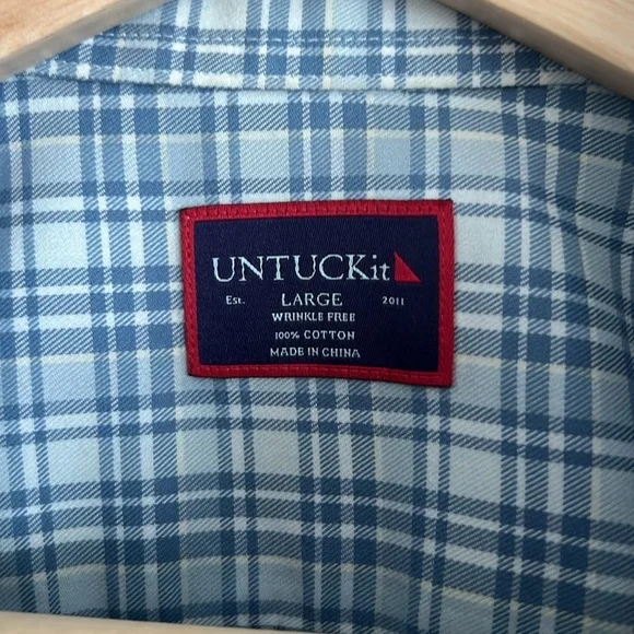UNUTCKIT Men’s Cotton Flannel Long Sleeve Shirt Size Large In Blue - Picture 4 of 9